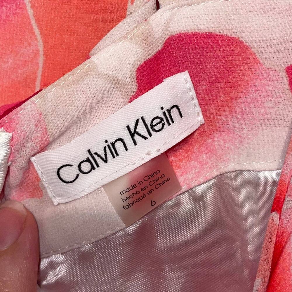 CALVIN KLEIN Women's Floral Strappy-Back Gown Pink, Size 6 - Picture 7 of 10